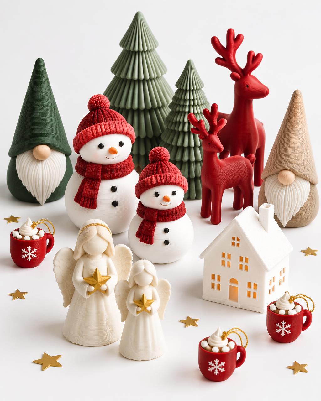 Sugar Moon Studio holiday snowmen, gnomes, trees, reindeer, and ornaments